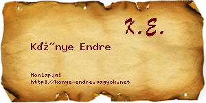 Könye Endre névjegykártya